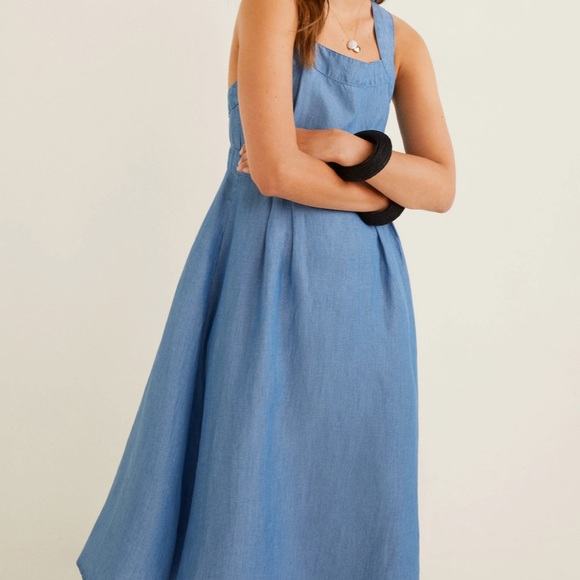Mango midi blue linen straps Elegant summe… - Picture 3 of 11